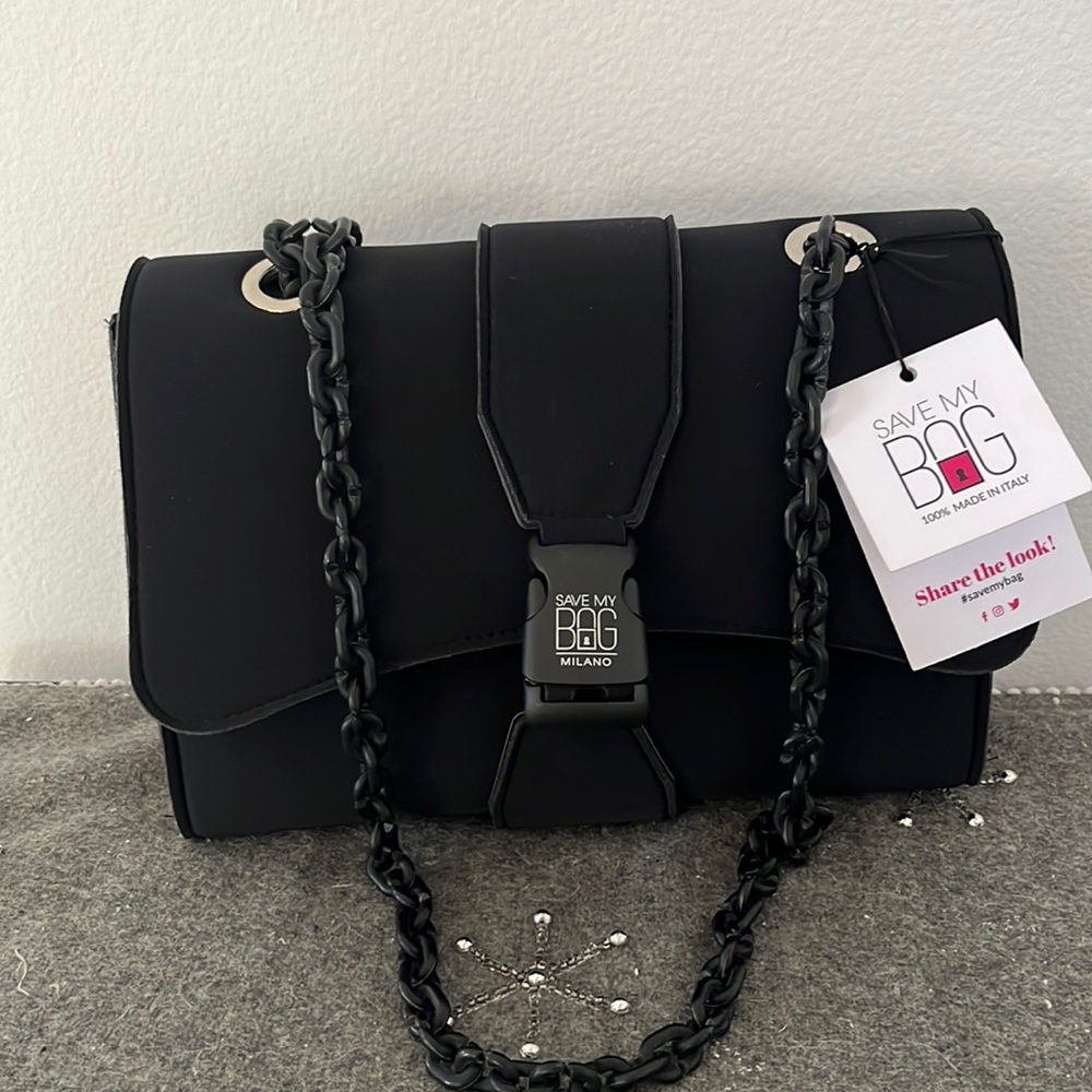 NWT Save my bag black poly fabric shoulder bag